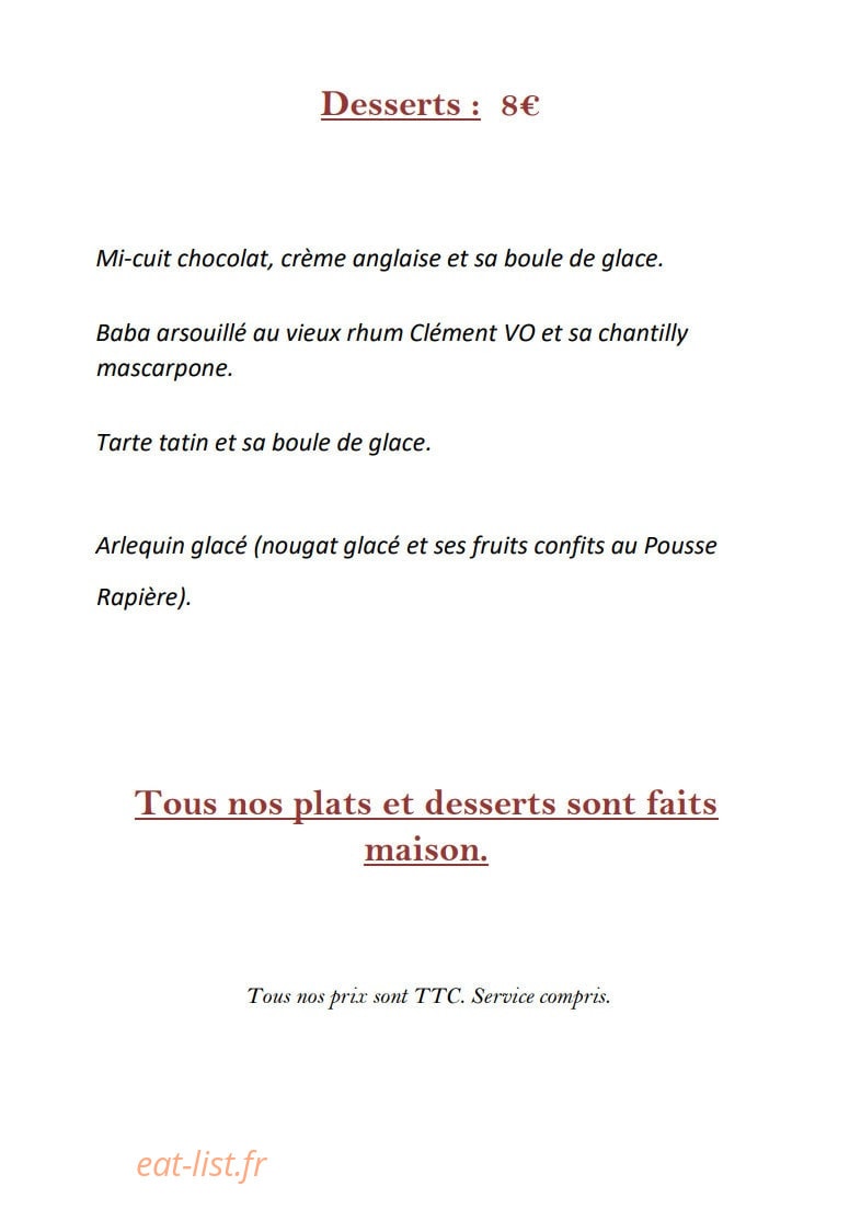 Bistrot voltaire — carte page 2