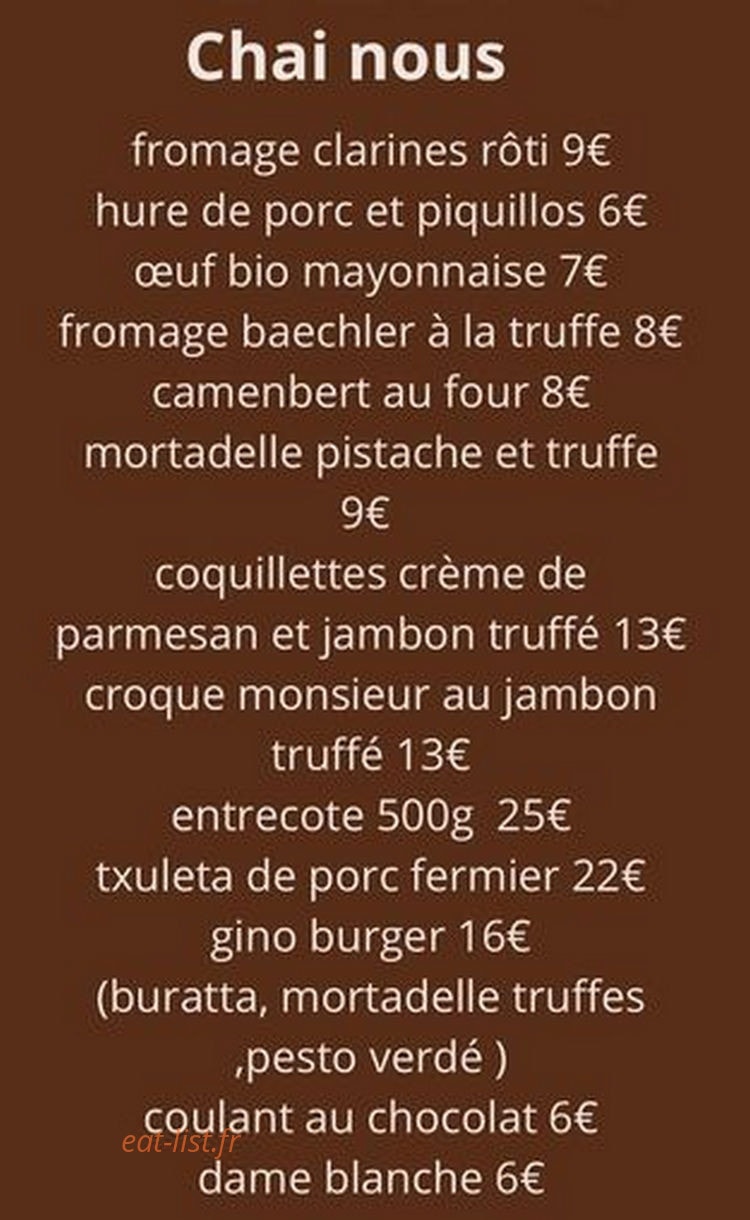 Chai Nous — carte page 1