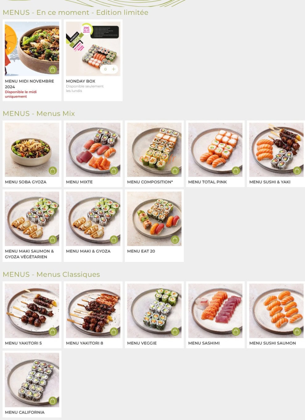 Eat Sushi — carte page 1