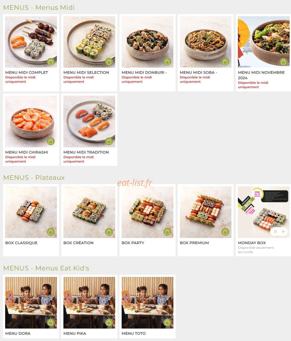 Eat Sushi — carte page 2