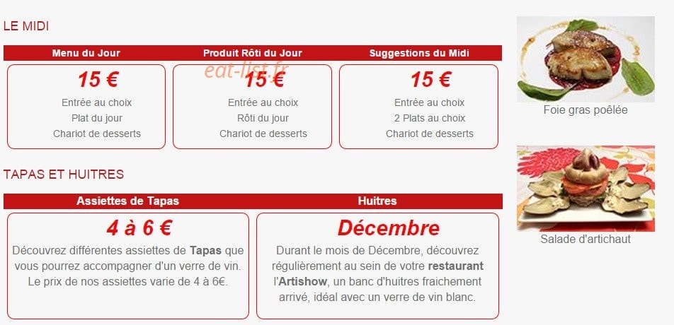 L'Arti Show — carte page 2