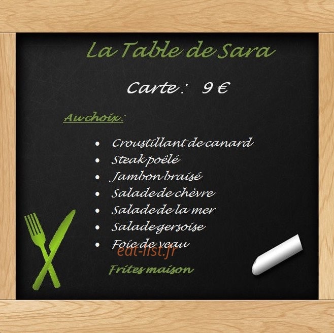 La Table de Sara — carte page 1