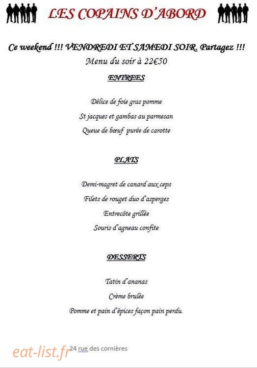Les Copains d'abord — carte page 1