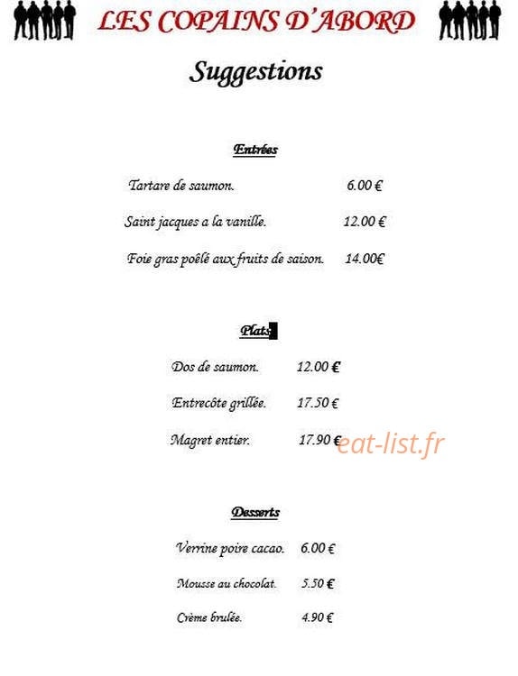 Les Copains d'abord — carte page 2