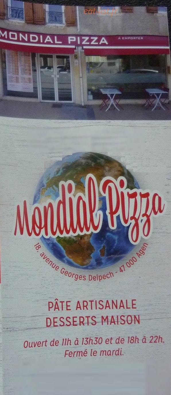 Mondial Pizza — carte page 1