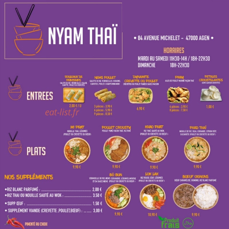 Nyam Thai — carte page 1