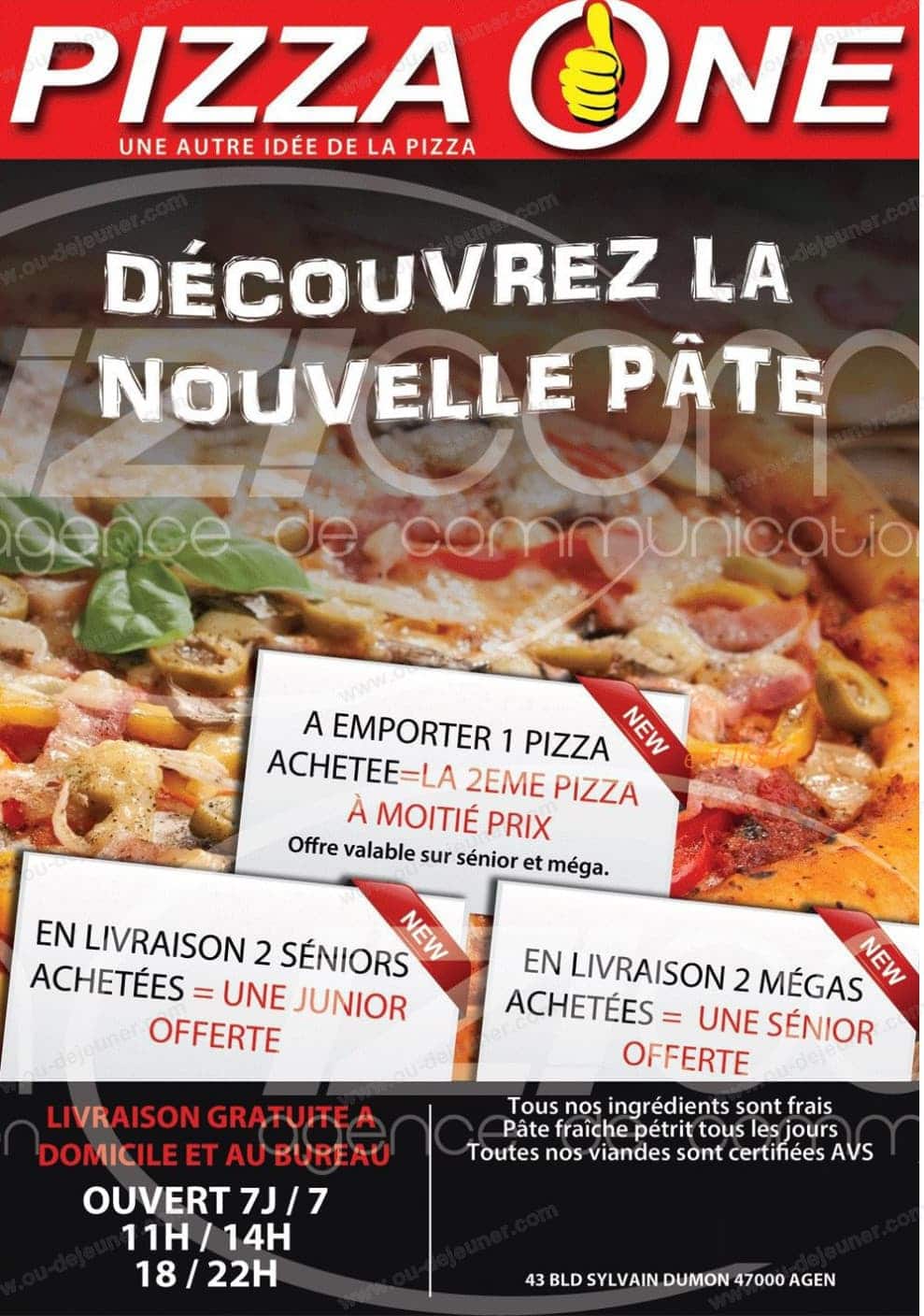 Pizza one — carte page 1