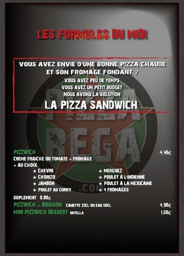 Pizza Rega — carte page 2