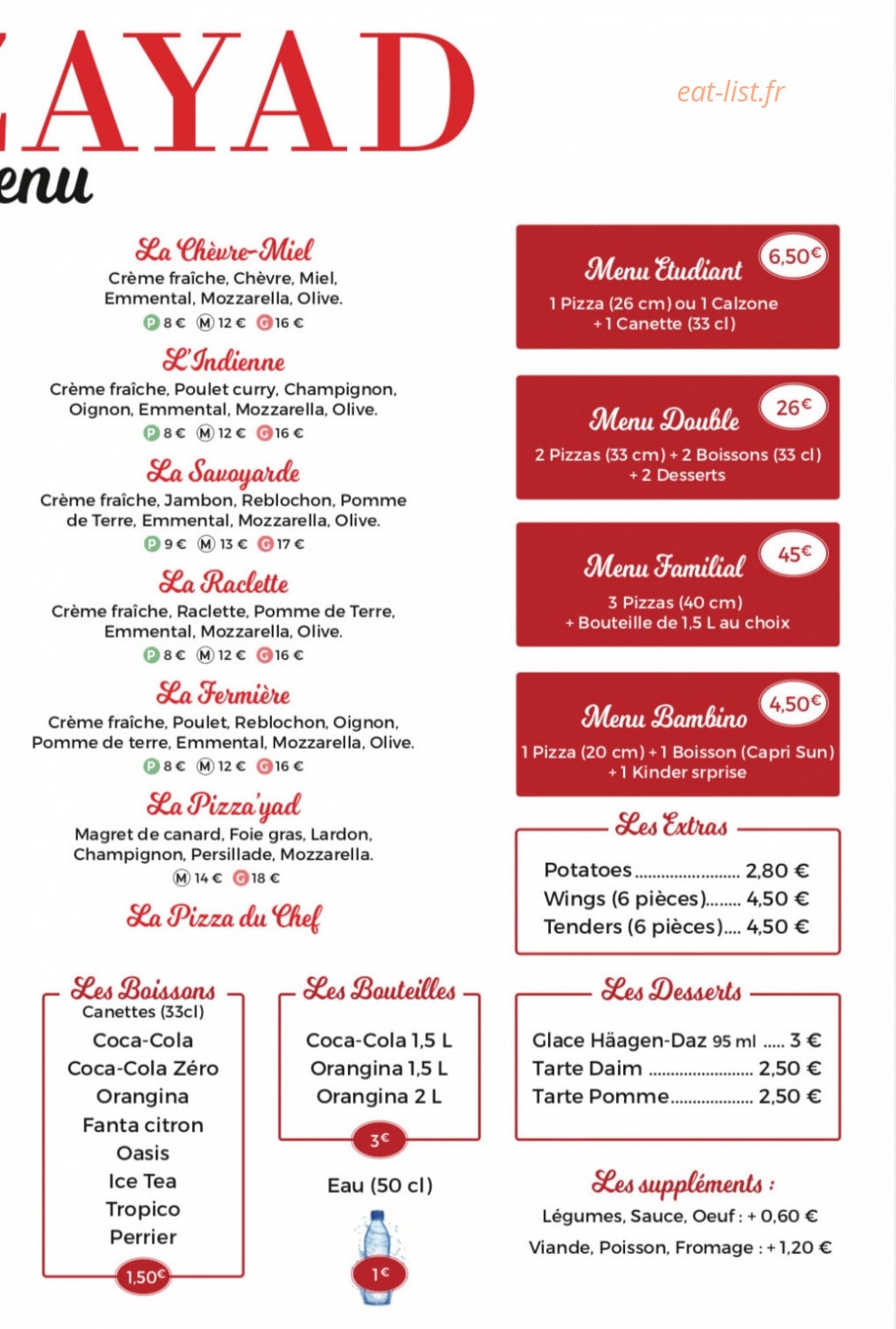 Pizza’yad — carte page 2