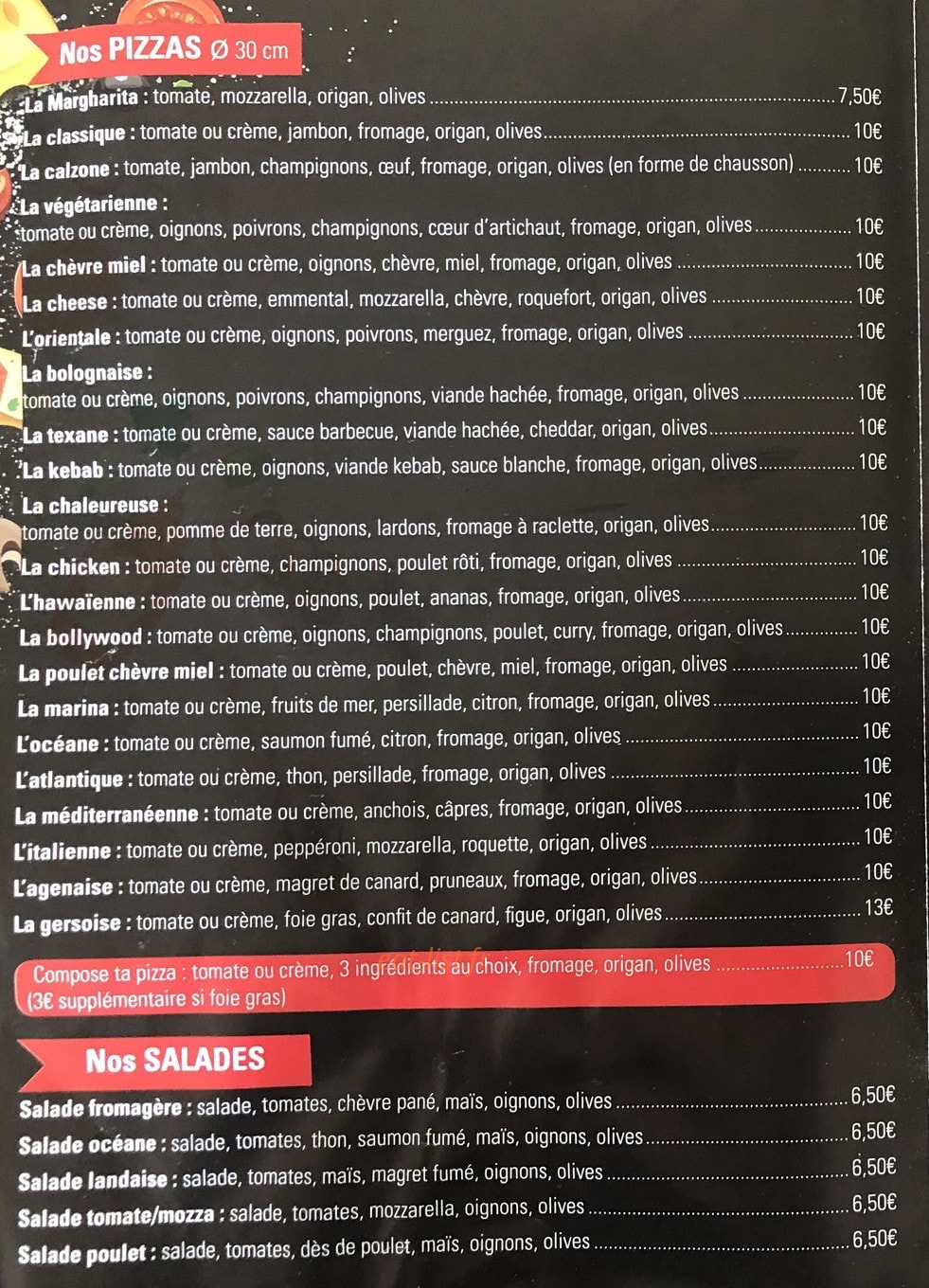 Pizzeria de la Gare — carte page 2