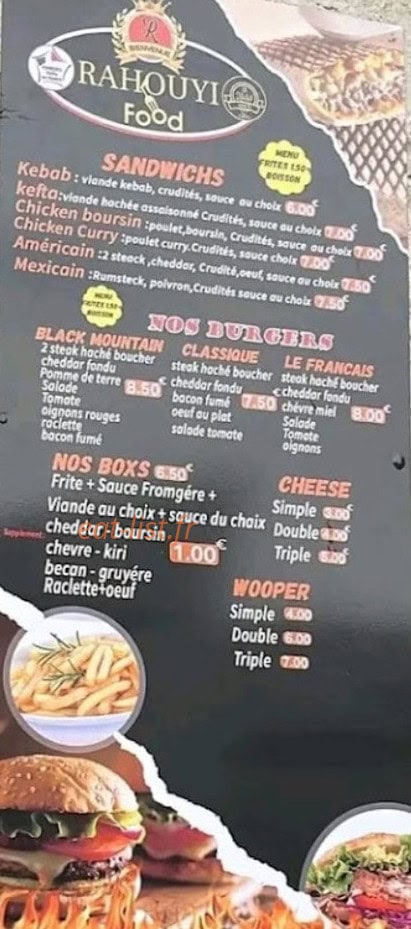 Rahouyi Food — carte page 1