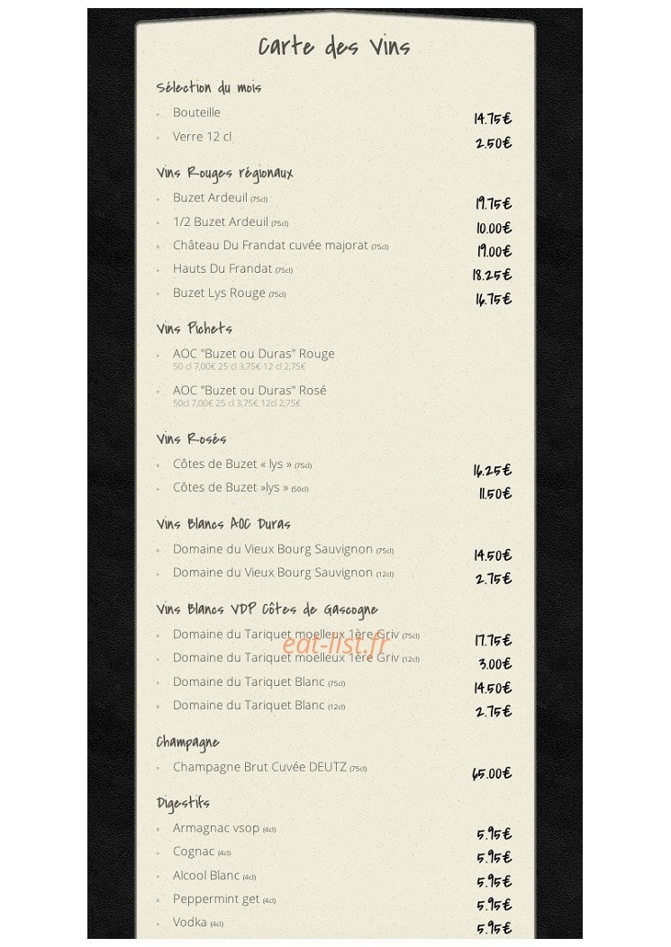 Restaurant l'Escapade — carte page 3