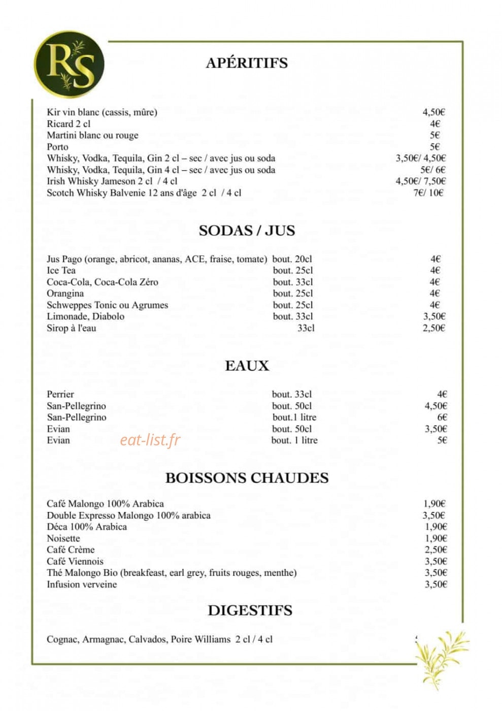 Rosemary's — carte page 3