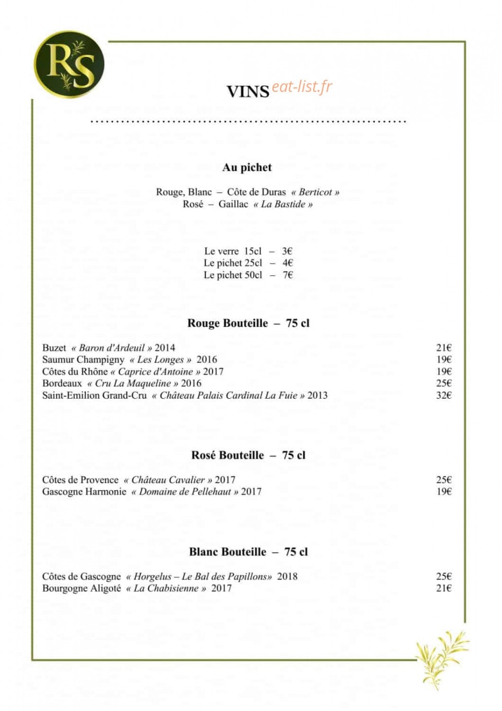 Rosemary's — carte page 5