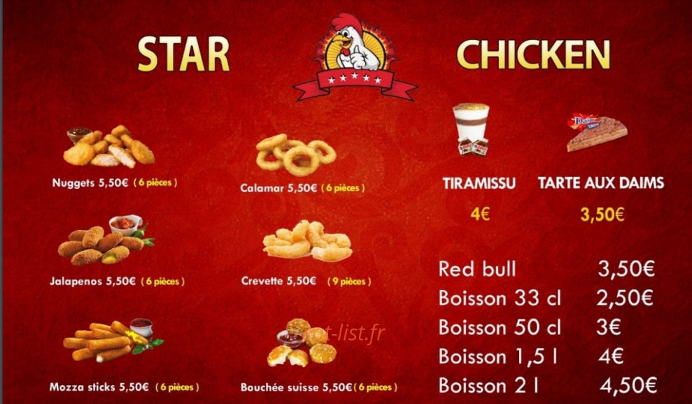 Star Chicken — carte page 1
