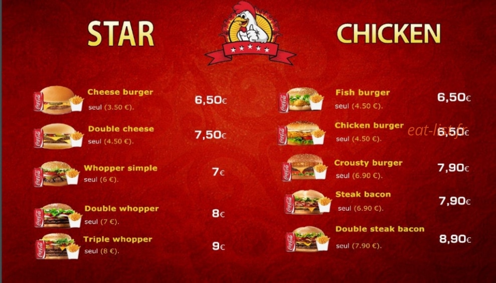 Star Chicken — carte page 3