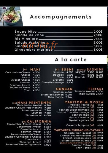 Taiyo Sushi — carte page 2