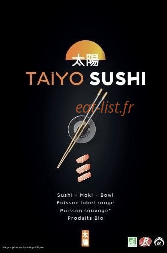 Taiyo Sushi — carte page 1