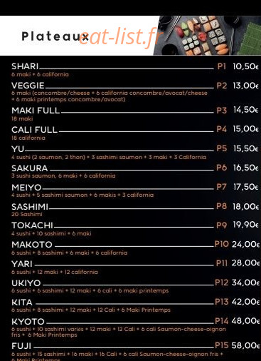Taiyo Sushi — carte page 3
