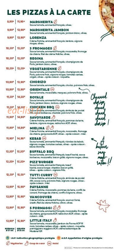 Tutti Pizza — carte page 1