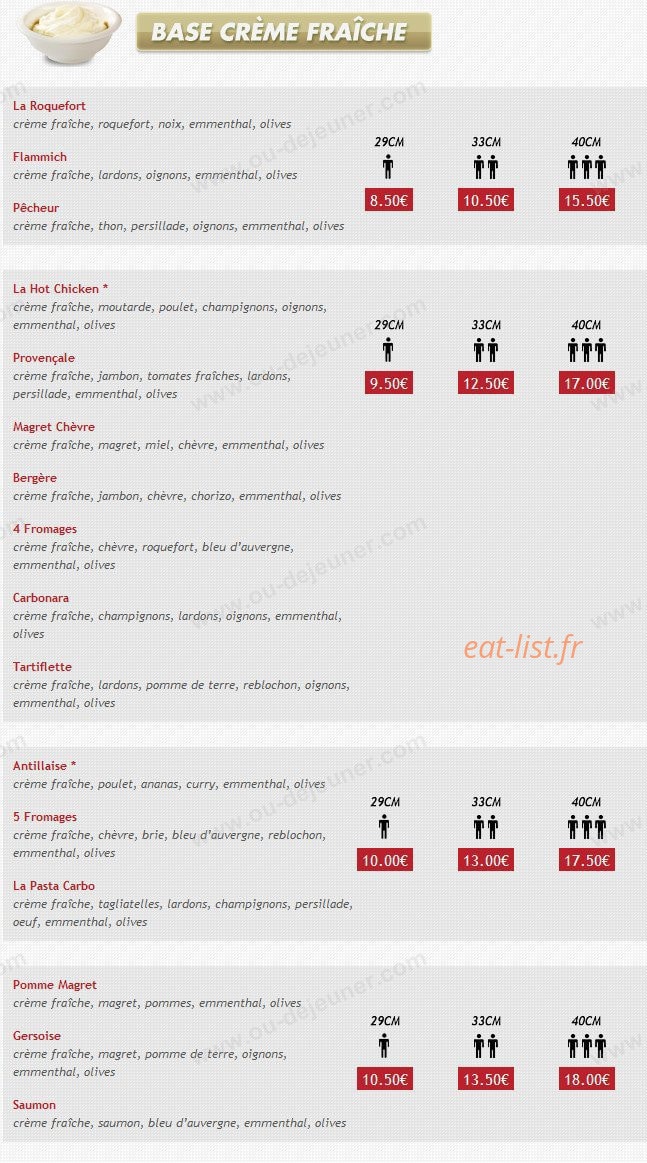 Univers Pizza — carte page 2