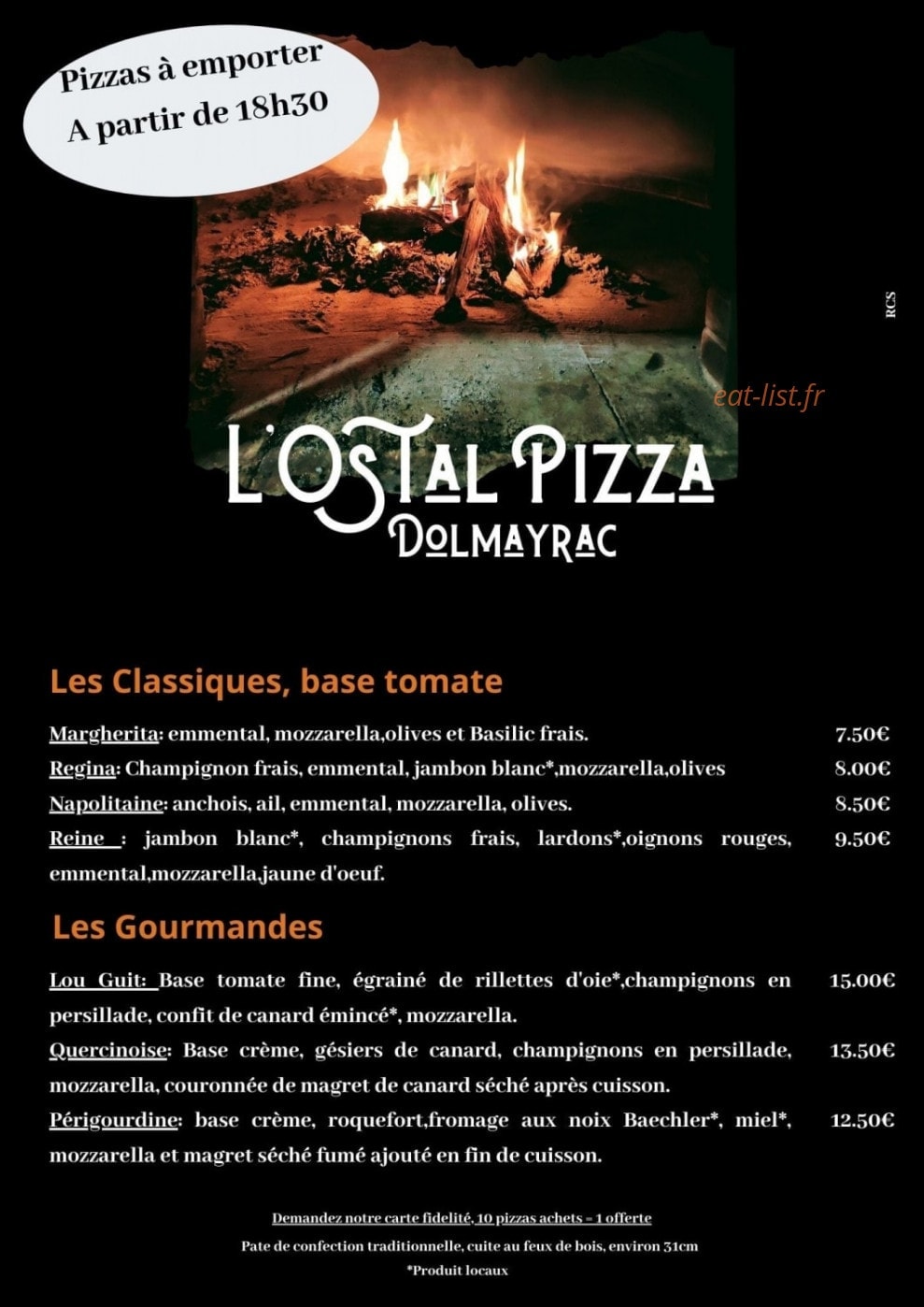 L'Ostal Pizza — carte page 1