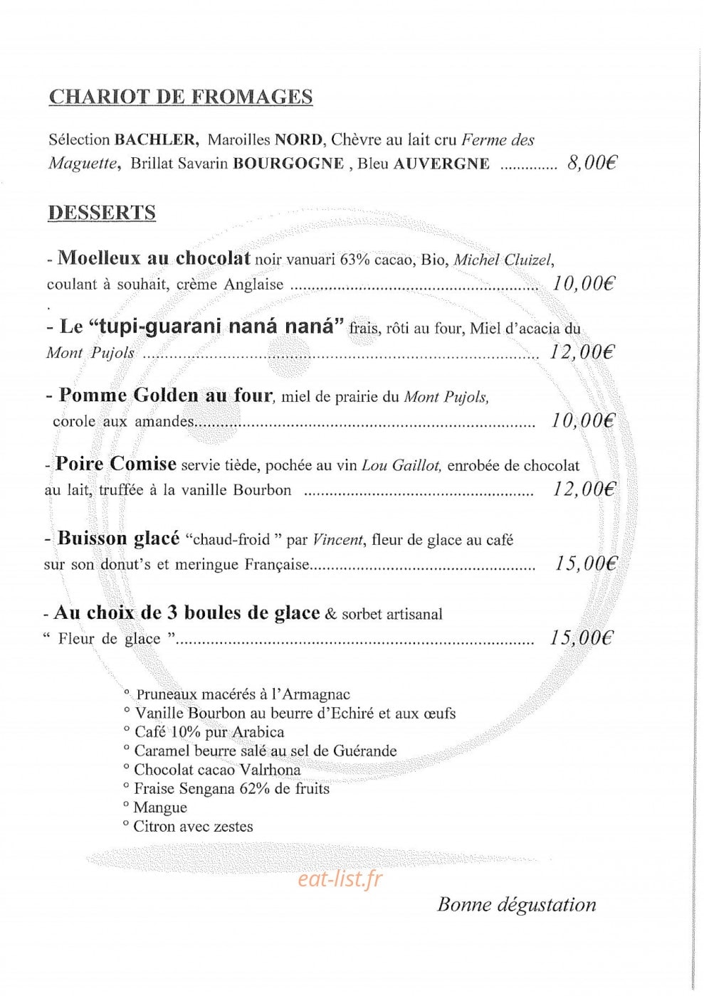La cuisine de Vincent — carte page 4