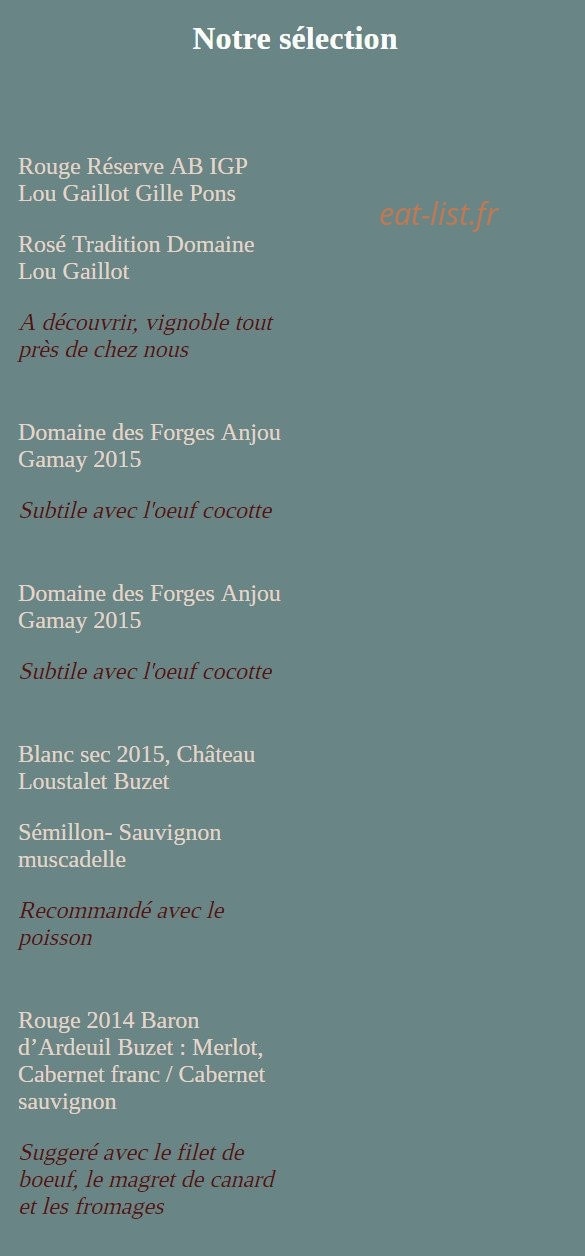 La cuisine de Vincent — carte page 13
