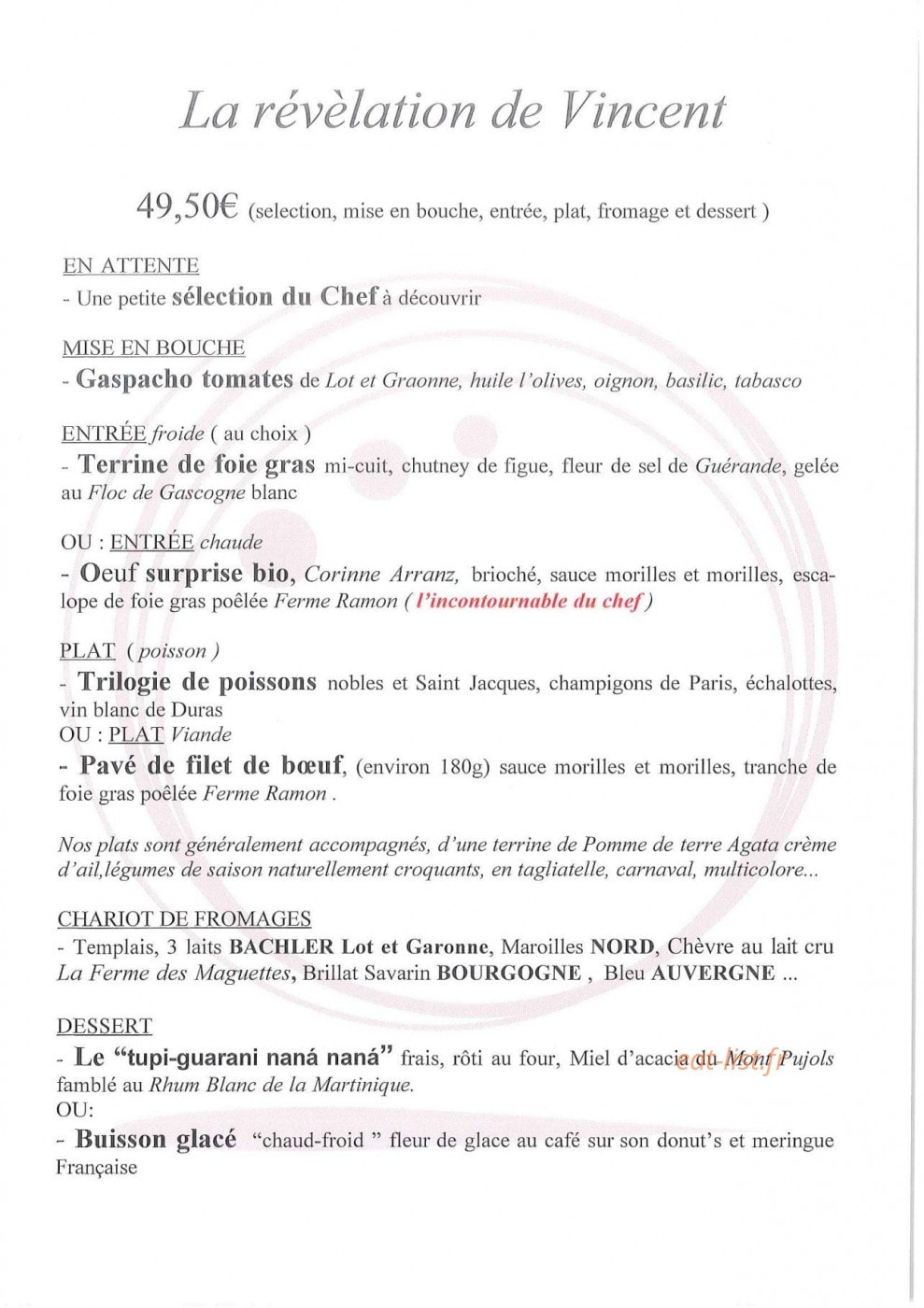 La cuisine de Vincent — carte page 6