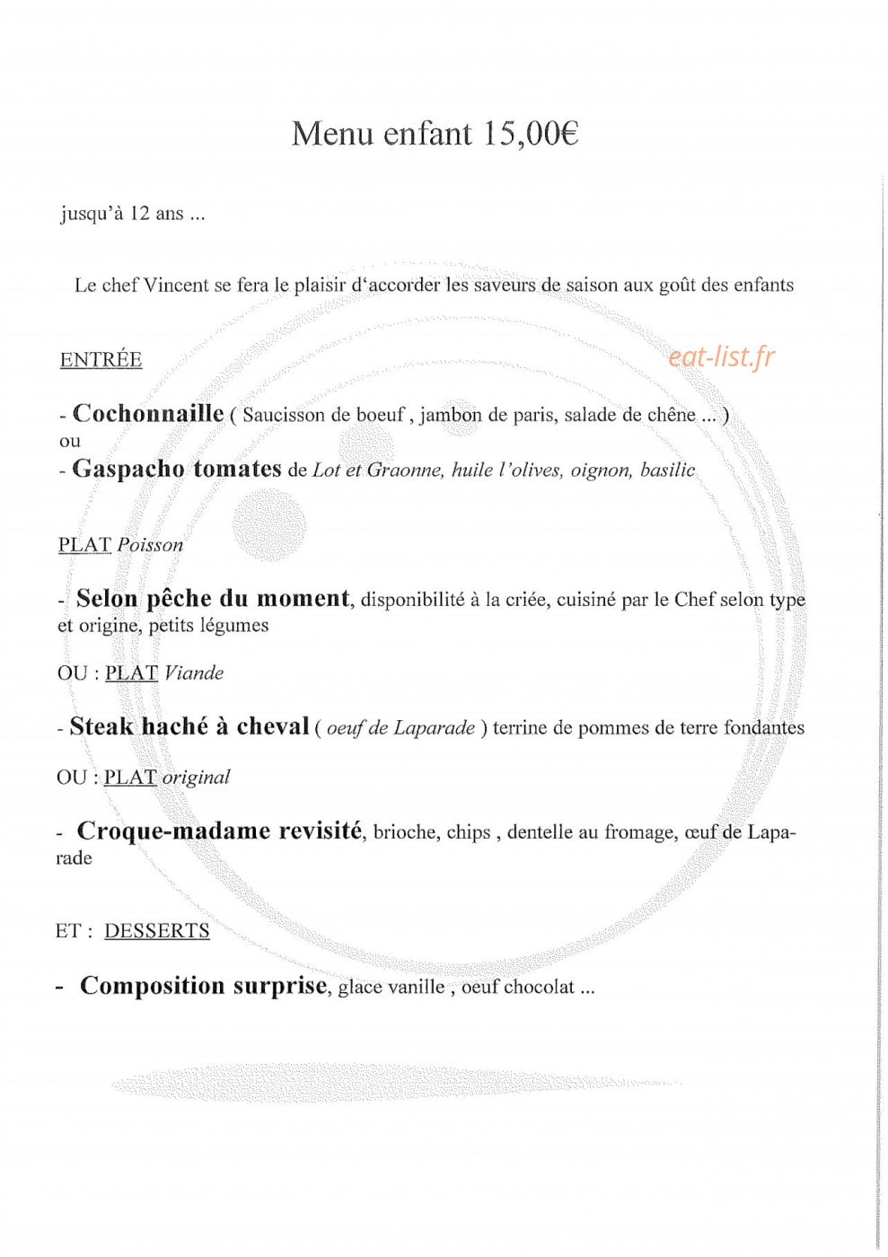 La cuisine de Vincent — carte page 11