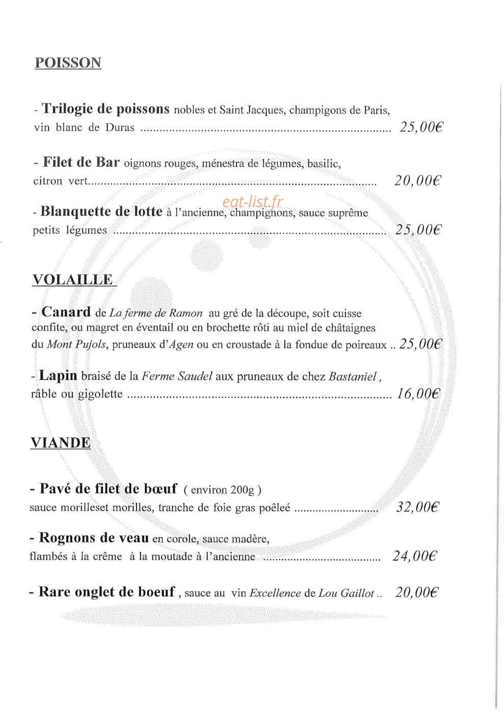 La cuisine de Vincent — carte page 3