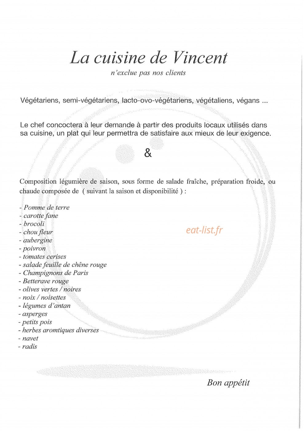 La cuisine de Vincent — carte page 8