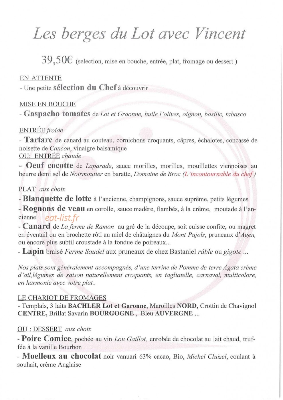 La cuisine de Vincent — carte page 7