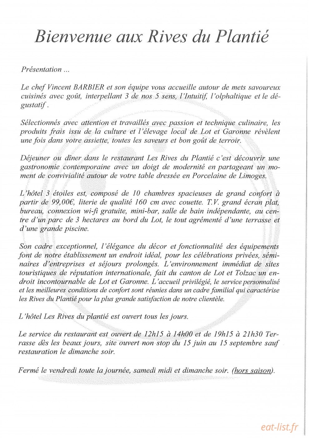 La cuisine de Vincent — carte page 10