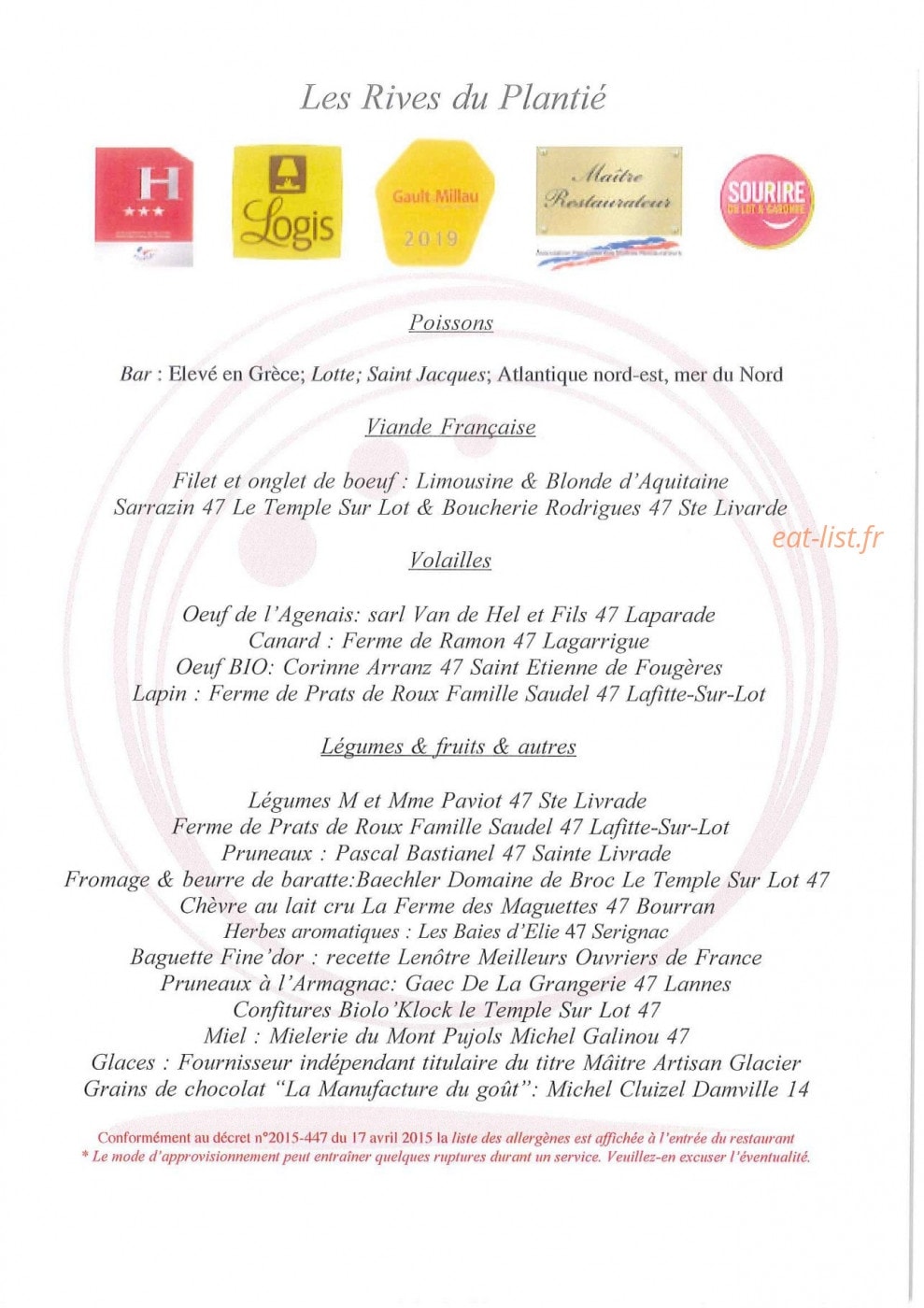 La cuisine de Vincent — carte page 1