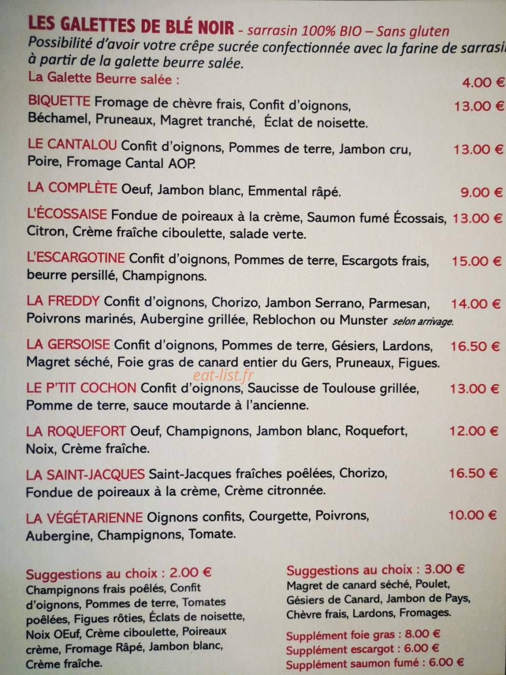 La Grange Aux Crêpes — carte page 2