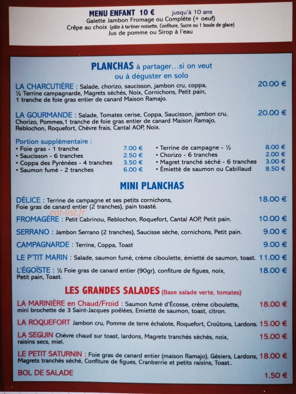 La Grange Aux Crêpes — carte page 1