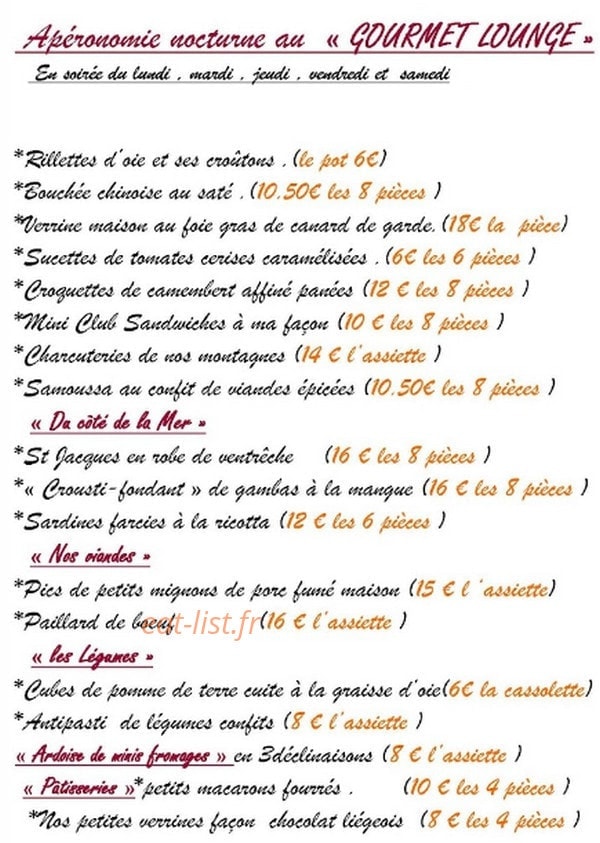 5 sens à la toque — carte page 1