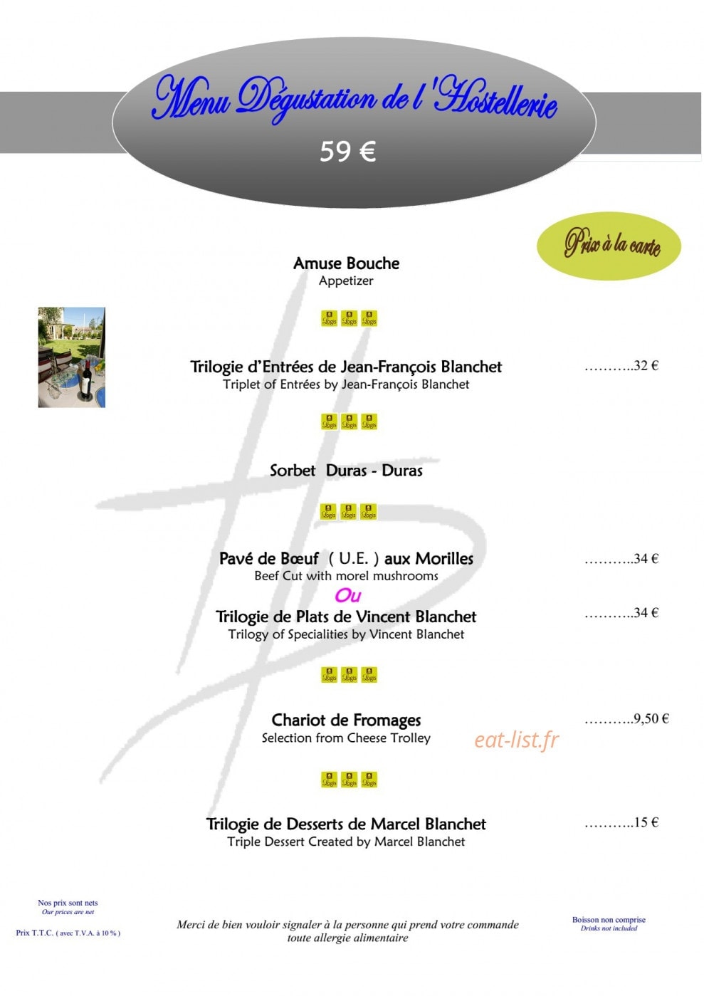 Hostellerie Des Ducs — carte page 1