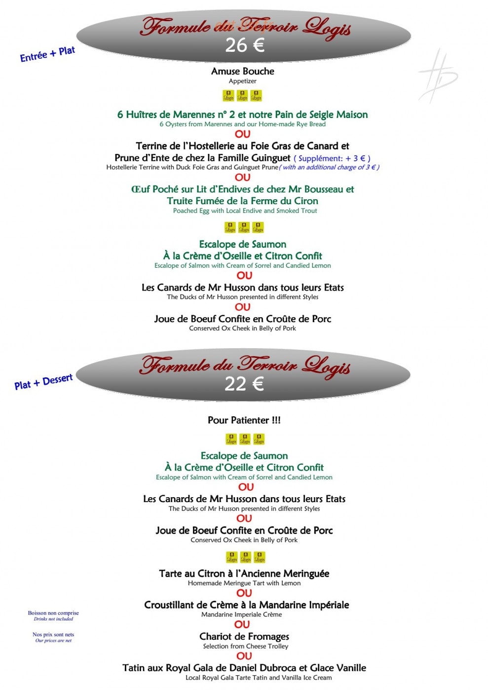 Hostellerie Des Ducs — carte page 6