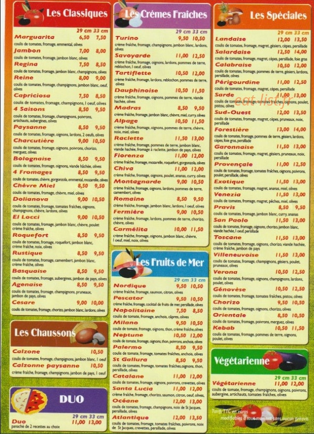 Carte et menu de La Squadra à Saint Sylvestre sur Lot — La carte