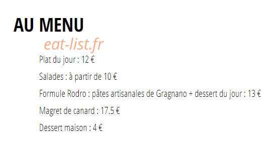 Café Rodro — carte page 1