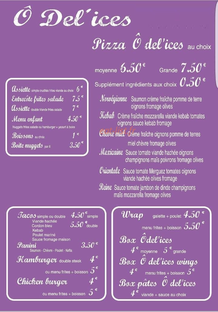 Ô Del'ices — carte page 1