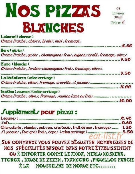 Pizza au Feu de Bois — carte page 2
