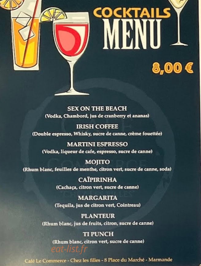 Café Le Commerce — carte page 1