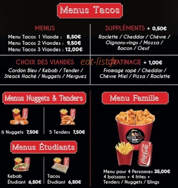 Chicken tacos — carte page 2