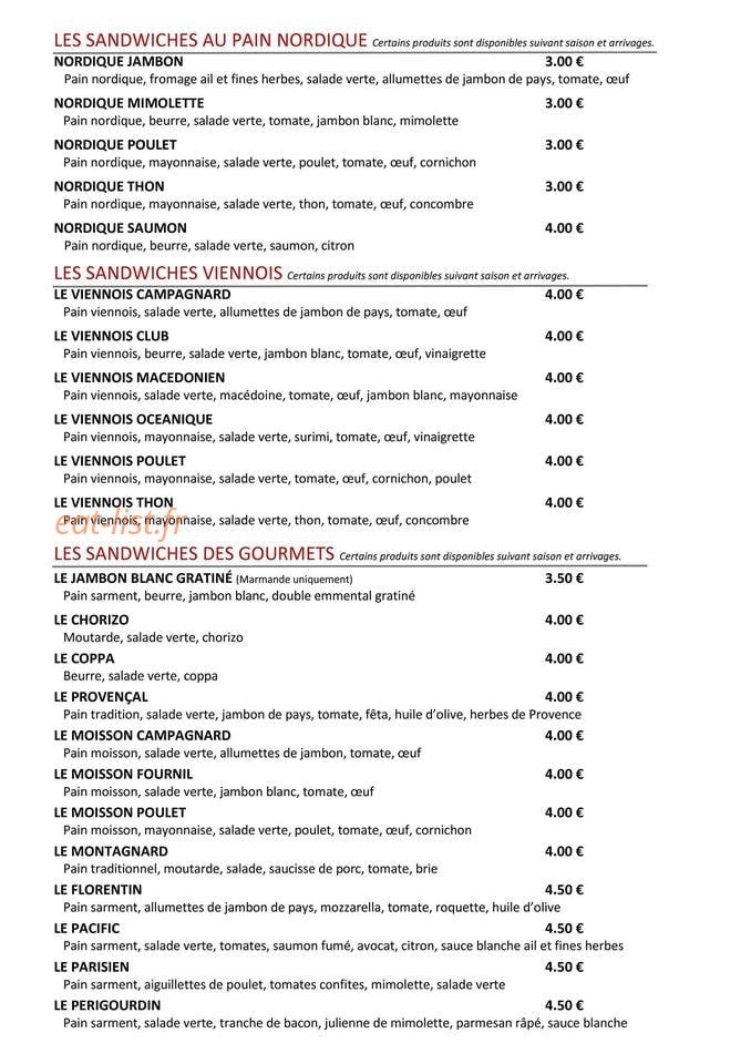 Le fournil gascon — carte page 3