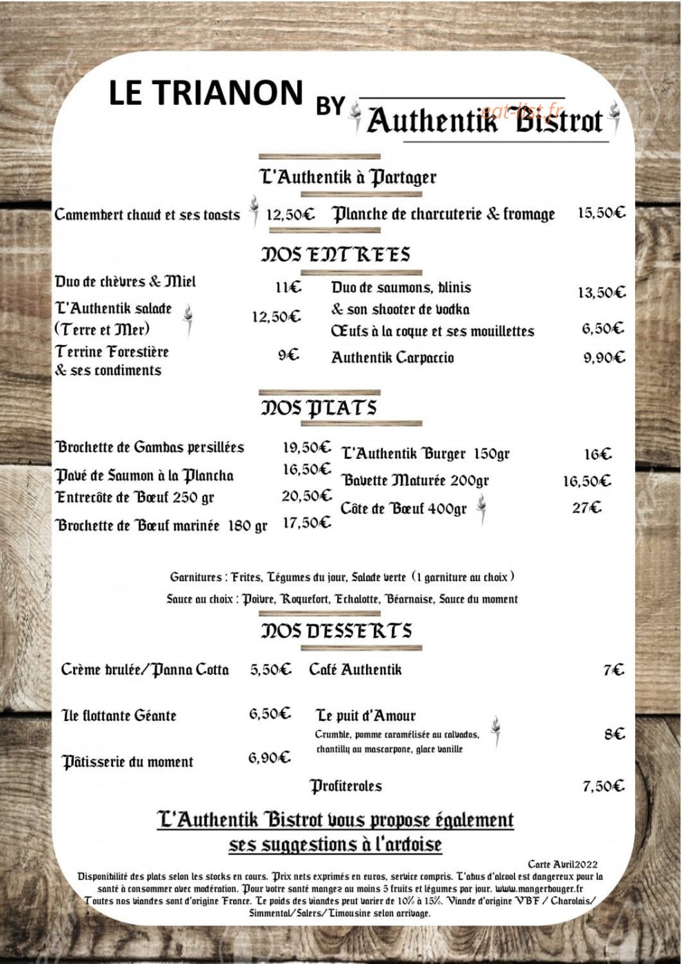 Le Trianon — carte page 1