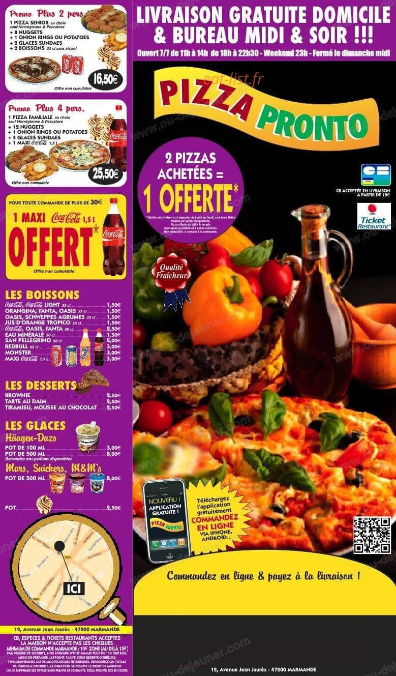 Pizza Pronto — carte page 1