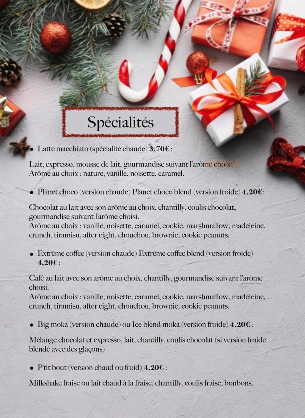 Planet Coffee Shop — carte page 3